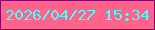 文字の大きさ：1、枠の色：8e0265、背景の色：fe638b、文字の色：4efdfd 無料ブログパーツのブログ時計