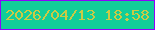文字の大きさ：3、枠の色：8e03fb、背景の色：12ce99、文字の色：ccca44 無料ブログパーツのブログ時計