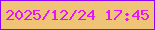 文字の大きさ：3、枠の色：8e03fc、背景の色：efc476、文字の色：e515f9 無料ブログパーツのブログ時計
