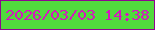 文字の大きさ：3、枠の色：8e0590、背景の色：51da3d、文字の色：d516bf 無料ブログパーツのブログ時計