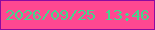 文字の大きさ：5、枠の色：8e0aa0、背景の色：ff4891、文字の色：44d68c 無料ブログパーツのブログ時計