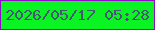 文字の大きさ：2、枠の色：8e0cc5、背景の色：0af424、文字の色：435674 無料ブログパーツのブログ時計