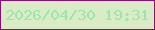文字の大きさ：3、枠の色：8e0e75、背景の色：d9ecc6、文字の色：9ae6ac 無料ブログパーツのブログ時計