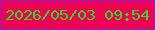 文字の大きさ：4、枠の色：8e19e0、背景の色：ed034f、文字の色：2edb30 無料ブログパーツのブログ時計