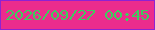 文字の大きさ：2、枠の色：8e22d3、背景の色：eb2c8d、文字の色：3dcc5e 無料ブログパーツのブログ時計