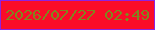 文字の大きさ：5、枠の色：8e22e0、背景の色：fa0c28、文字の色：7f871e 無料ブログパーツのブログ時計