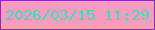 文字の大きさ：1、枠の色：8e27ba、背景の色：f59cbf、文字の色：3cddbc 無料ブログパーツのブログ時計