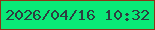 文字の大きさ：5、枠の色：8e3416、背景の色：09e977、文字の色：2d3e40 無料ブログパーツのブログ時計