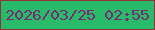 文字の大きさ：4、枠の色：8e353b、背景の色：28bb6a、文字の色：762c73 無料ブログパーツのブログ時計