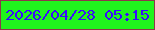 文字の大きさ：2、枠の色：8e374a、背景の色：20f41d、文字の色：390bfc 無料ブログパーツのブログ時計