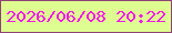 文字の大きさ：1、枠の色：8e4376、背景の色：dffe91、文字の色：f018e7 無料ブログパーツのブログ時計