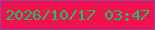 文字の大きさ：1、枠の色：8e46a0、背景の色：f0124f、文字の色：11c85b 無料ブログパーツのブログ時計
