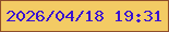 文字の大きさ：5、枠の色：8e4d2c、背景の色：f3cb64、文字の色：3912d2 無料ブログパーツのブログ時計