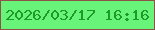 文字の大きさ：3、枠の色：8e5249、背景の色：68f379、文字の色：1d9a28 無料ブログパーツのブログ時計