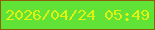 文字の大きさ：4、枠の色：8e5f09、背景の色：60e236、文字の色：e0f212 無料ブログパーツのブログ時計