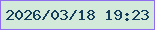 文字の大きさ：4、枠の色：8e6eee、背景の色：d3e9d9、文字の色：133d5b 無料ブログパーツのブログ時計