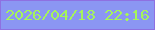 文字の大きさ：3、枠の色：8e70e1、背景の色：8b96f3、文字の色：a5f45b 無料ブログパーツのブログ時計
