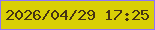 文字の大きさ：2、枠の色：8e74fa、背景の色：d9cf06、文字の色：463313 無料ブログパーツのブログ時計