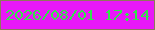 文字の大きさ：1、枠の色：8e785a、背景の色：e818f7、文字の色：31e549 無料ブログパーツのブログ時計
