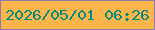文字の大きさ：3、枠の色：8e7ba7、背景の色：fcb54a、文字の色：028b7c 無料ブログパーツのブログ時計
