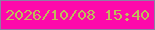 文字の大きさ：2、枠の色：8e7ea4、背景の色：fd09ab、文字の色：bfbd5a 無料ブログパーツのブログ時計