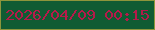 文字の大きさ：1、枠の色：8e953b、背景の色：105b33、文字の色：b51a4a 無料ブログパーツのブログ時計
