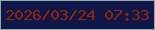 文字の大きさ：5、枠の色：8eabb0、背景の色：111649、文字の色：8f250e 無料ブログパーツのブログ時計