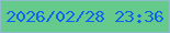 文字の大きさ：5、枠の色：8ebbce、背景の色：65ca8b、文字の色：0e64f5 無料ブログパーツのブログ時計
