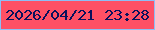 文字の大きさ：3、枠の色：8ebef5、背景の色：ff5065、文字の色：0a115c 無料ブログパーツのブログ時計