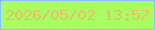 文字の大きさ：2、枠の色：8ec0ff、背景の色：a8fd61、文字の色：ecbb6d 無料ブログパーツのブログ時計