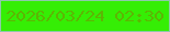 文字の大きさ：1、枠の色：8ec9aa、背景の色：35ee05、文字の色：5cb604 無料ブログパーツのブログ時計