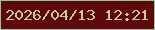 文字の大きさ：5、枠の色：8ecaa5、背景の色：5f080b、文字の色：c4cca0 無料ブログパーツのブログ時計