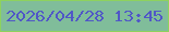 文字の大きさ：2、枠の色：8ed25e、背景の色：80bd9a、文字の色：5057c7 無料ブログパーツのブログ時計