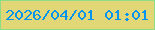 文字の大きさ：4、枠の色：8edd86、背景の色：e1d776、文字の色：0395ee 無料ブログパーツのブログ時計