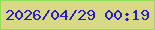 文字の大きさ：4、枠の色：8ee054、背景の色：d7d985、文字の色：2b1cc9 無料ブログパーツのブログ時計