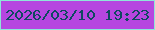 文字の大きさ：1、枠の色：8ee5d9、背景の色：b646e0、文字の色：0e4960 無料ブログパーツのブログ時計