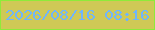 文字の大きさ：3、枠の色：8eeb3a、背景の色：cfc956、文字の色：70b5fa 無料ブログパーツのブログ時計