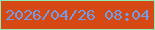 文字の大きさ：5、枠の色：8eecb4、背景の色：d74914、文字の色：6f9ee7 無料ブログパーツのブログ時計