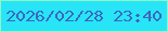 文字の大きさ：1、枠の色：8ef6c7、背景の色：27e5f6、文字の色：3c67be 無料ブログパーツのブログ時計