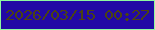 文字の大きさ：4、枠の色：8ef99f、背景の色：2209a5、文字の色：4b4312 無料ブログパーツのブログ時計