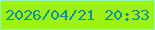 文字の大きさ：3、枠の色：8ef9af、背景の色：9ef213、文字の色：0d919e 無料ブログパーツのブログ時計