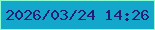 文字の大きさ：4、枠の色：8efed2、背景の色：13a8cb、文字の色：201f73 無料ブログパーツのブログ時計