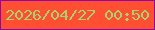 文字の大きさ：1、枠の色：8f06a9、背景の色：fe4f32、文字の色：aad16f 無料ブログパーツのブログ時計