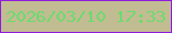 文字の大きさ：3、枠の色：8f1bdb、背景の色：c2bc93、文字の色：6cdb6e 無料ブログパーツのブログ時計