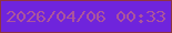 文字の大きさ：1、枠の色：8f3442、背景の色：6f24dc、文字の色：ab559c 無料ブログパーツのブログ時計