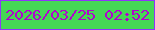 文字の大きさ：5、枠の色：8f34fa、背景の色：45d755、文字の色：b002cf 無料ブログパーツのブログ時計