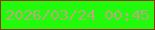文字の大きさ：1、枠の色：8f3615、背景の色：22fa0c、文字の色：b9aa7d 無料ブログパーツのブログ時計