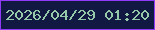 文字の大きさ：5、枠の色：8f3af6、背景の色：111842、文字の色：95c9a9 無料ブログパーツのブログ時計