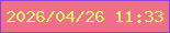 文字の大きさ：5、枠の色：8f40d8、背景の色：ee7189、文字の色：e7f46b 無料ブログパーツのブログ時計