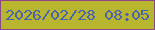文字の大きさ：5、枠の色：8f4686、背景の色：b8b62e、文字の色：4c62af 無料ブログパーツのブログ時計